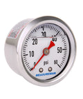 MEASUREMAN 1.5-in dial stainless steel liquid-filled fuel pressure gauge, 0–60 psi, center back mount
