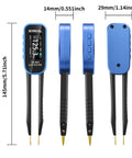 LCR Meter With Digital Multimeter Tweezers And Signal Generator, 100kHz SMD ESR Capacitor Tester, front and side view dimensions