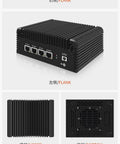 Celeron J4125 Fanless Industrial Mini PC With Quad Gigabit Ethernet And Sim Slot top view showing heat sink design and compact chassis.