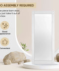 36x80 Inch Mirror Barn Door With Sliding Hardware Kit Included Full Length One Lite Mirror Door White Finish Solid Wood Core