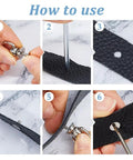 How to use Five Piece D Ring Stud Screw Ball Head Button Rivets Set With Steel Punch Tool And Screwdriver For DIY Leather Craft Purse Hardware Handbag Belt Dog Collar Gold Finish on black leather strap