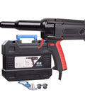 Heavy Duty 600W Electric Rivet Gun For 6.4Mm Blind Pop Rivets With Lightning Fast Nail Kickout And Vibration Dampening Arc Gearbox Solid Grip Power Tool with case and accessories.