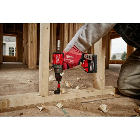 Knockout 1/2 Inch M18 Fuel Brushless Cordless Drill Driver packing serious torque working on wooden frame with precision