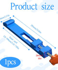 Ultra Precision Adjustable Cutting Machine Base Guide size dimensions in blue with orange knob