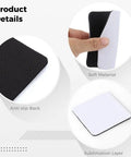 Image showing details of 100 Pack Sublimation Coasters, 4x4 Inch Blank Square Coasters with anti-slip back and soft sublimation layer.