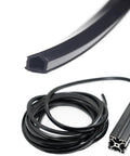 Dust Protection Soft Cover Seal Strip For 3030 And 4040 Series 8mm Slot Aluminum Profile Extrusion Black 10M, coiled and close-up view