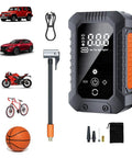 Portable Wireless Tire Inflator With Digital Pressure Gauge No Sweat Air Compressor For Cars Motorcycles Bikes And Balls with display and accessories