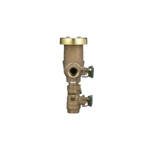 Front view of Anti Siphon Pressure Vacuum Breaker With Quarter Turn Shutoff And Tee Handles One Half Inch Beefy Bronze Body