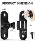 Heavy Duty Zinc Alloy Barn Door Lock With 90 And 180 Degree Latch Thickened 6mm Panel Anti Rust Finish dimensions shown