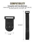 Magnet Hanger For Fluke Multimeters And Oscilloscopes Hands Free Hanging Loop Strap Kit shown with measurements