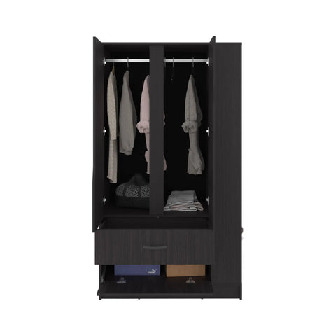 Roomy Freestanding Closet Organizer With Double Doors And Built In Hanging Rod Plus Extra Storage Shelves To Keep Your Clothes Bags And Accessories Tidy Without A Single Tool Or Install Hassle Guaranteed