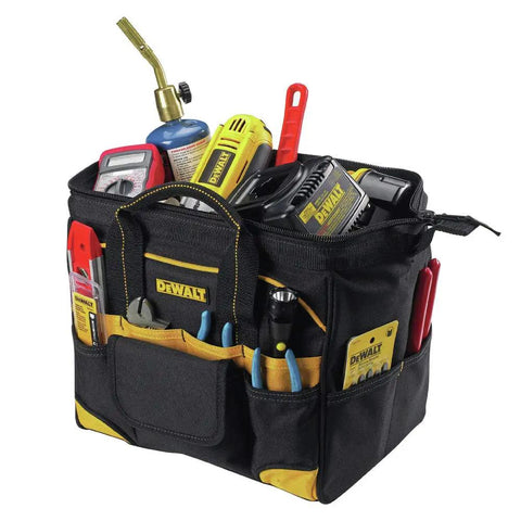 Tradesman's Tool Bag 12 Inch Heavy Duty Poly Fabric With 9 Interior Pockets Including A Zippered Pocket And 20 Exterior Pockets For Maximum Organization