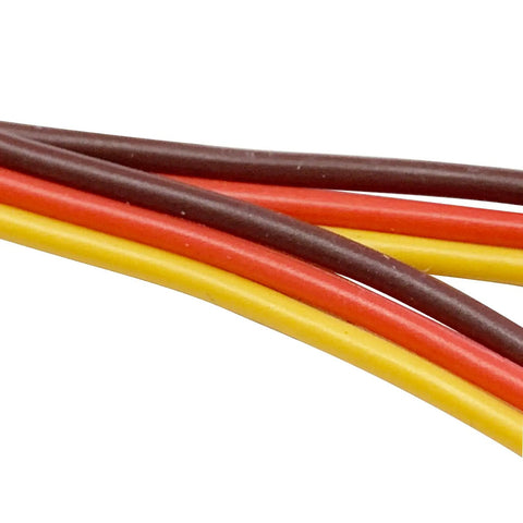 Close-up of color-coded wires from 10 Piece Servo Y Harness Splitter Cables 1 Male To 2 Female JR Futaba Style Plug And Play Extension Wires