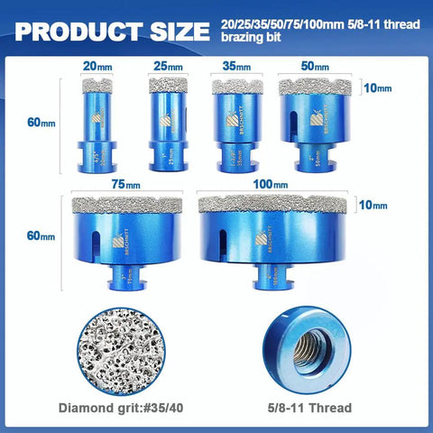 Pro Grade Diamond Core Drill Bit Set For Porcelain Tile Ceramic Marble Granite Drilling With 20mm 25mm 35mm 50mm 75mm 100mm