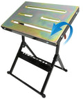 Heavy Duty Foldable Welding Table With Rock Solid Hold Industrial Workbench Built Tough For Shop Hustle showing adjustable angles and steel top.