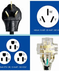 10-50P Male To 3x 5-15R Tri Outlet With Lighted Neon Guard Converts 220/250V Stove Range Oven To 110/125V Power For Home Use, 30A Max