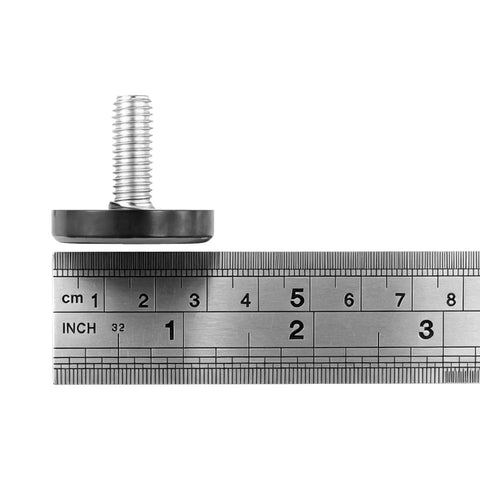 Set Of 8 Adjustable Leveling Feet With M8 Bolt Screw-On Base And Four-Claw Nail, 1.18 in foot shown with ruler