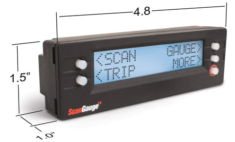 SG2 Ultra Compact 3 In 1 Automotive Computer With Real Time Fuel Economy Gauges For OBD2 Vehicles shown with dimensions