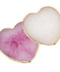 Two Pack Resin Nail Art Palette With Gold Edge Mixing Tray For Nail Polish, Nail Design Display Board, heart-shaped white and purple