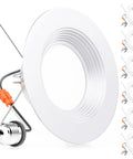 Six Pack LED Can Lights Recessed Retrofit Downlights 5 To 6 Inch Dimmable 5000K Daylight Metal Baffle Trim 1100 Lumens Energy Star