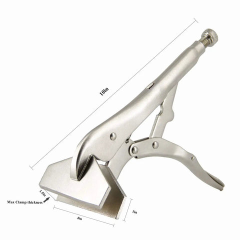 10 Inch Locking Sheet Metal Clamp With Adjustable Tension Heavy Duty Pro Grade Grip Tool With Two Flat Tips
