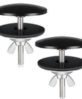 Top Notch Black Kitchen Sink Hole Cover Plugs For Standard Counter Drain Openings Two Pack with stainless steel screws.