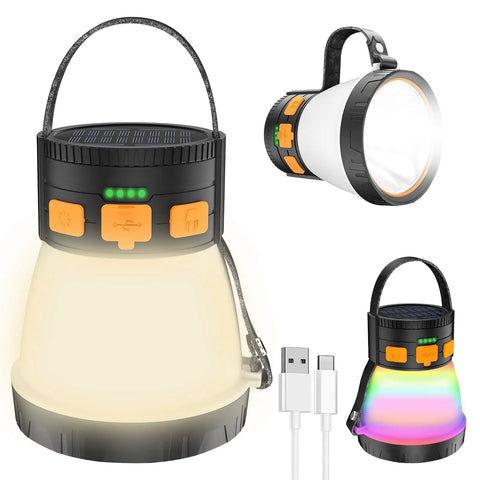 Beastly Bright 1500 Lumen Solar Panel Charging Camping Lantern With 8 Lighting Modes Waterproof Emergency Power Bank 7500mAh
