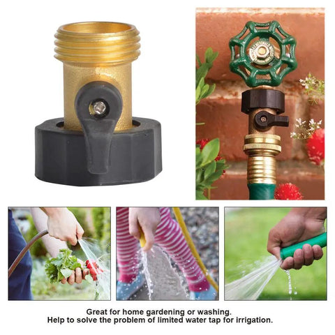 Heavy Duty Brass Shut Off Valves For Garden Hose Connectors With Extra Rubber Seals Three Quarters Inch FNH To Three Quarters Inch MNH 2 Pack Built For Outdoor Use Leakproof Corrosion Resistant Durable Easy Turn Ideal For Hoses And Sprayers