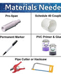 Materials needed for Pro Span PVC Expansion Repair Coupling For Cracked Or Broken In Ground Pipes 1 Inch IPS Slip X Spigot White