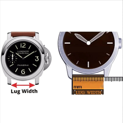 Diagram showing lug width measurement for watch compatibility
