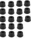 Image of Non Slip Furniture Feet Pads Set For Chairs And Tables, 18 Piece Black Rubber Floor Protection Mats, arranged in rows.