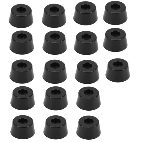 Image of Non Slip Furniture Feet Pads Set For Chairs And Tables, 18 Piece Black Rubber Floor Protection Mats, arranged in rows.