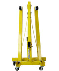 Heavy Duty 2 Ton Folding Engine Hoist And Cherry Picker Shop Crane Lift With Six Heavy Duty Roller Casters, front view.