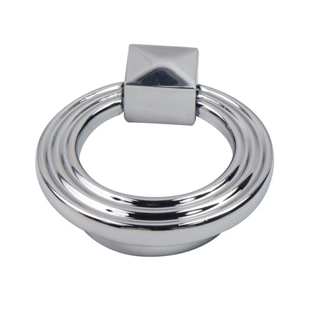Polished Silver Cabinet Ring Pulls 1.77 Inch Diameter Round Drop Handles for Cabinets and Drawers Pack of 4 Zinc Alloy Rust Resistant