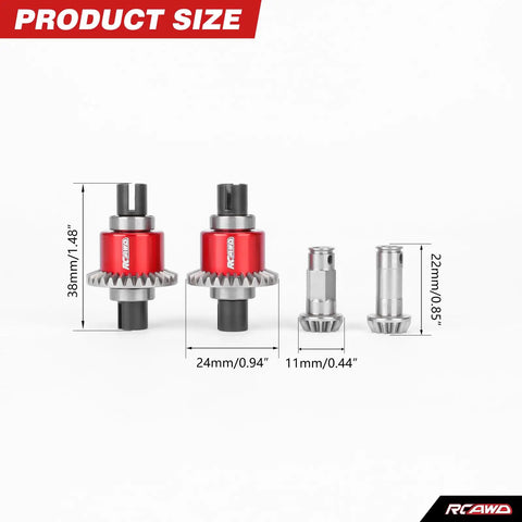 Oil Tight Differential 30T 0.8 Mod With 12T Main Gear Upgrade Kit size dimensions for Arrma 1/16 Mojave and Losi 1/12