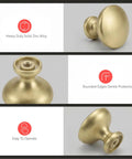 Champagne Bronze Cabinet Knobs Set of 25, solid zinc alloy drawer pulls with rounded edges and easy operation.