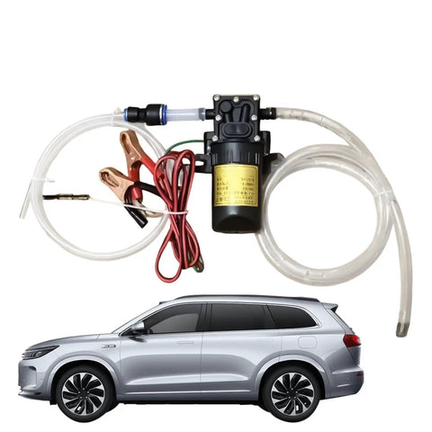 The 12V Self-Priming Fluid Transfer Pump Is Totally Sick For Draining Engine Oil Fast, making maintenance easy with tubing and alligator clips.