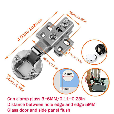 Two Pack European Soft Close Cabinet Hinges 26mm Diameter For Glass Doors Built To Last TEYOUQU Durable Cold Rolled Steel