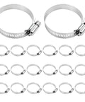 Kaugeow Stainless Steel Hose Clamps 20 Piece Assortment Kit Ranging From One Point Five Inch To Two Point Five Inch Worm Gear Tubing Replacement Fit For Plumbing Auto And Mechanical Jobs Leak Proof And Durable, 20 stainless steel worm gear clamps laid out