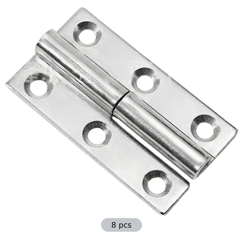 Stainless Steel Lift Off Hinges Set, 2.5 Inch Removable Cabinet Door Hardware, shown with 8-piece set, 304 Grade Split Detachable Hinges.