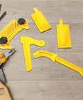 Five Piece Safety Woodworking Push Block And Stick Set With Yellow Plastic Board For Table Saws Router Tables Band Saws And Jointers Provides Secure Workpiece Grips And Boosts Control For Safer Accurate Cuts on wooden floor