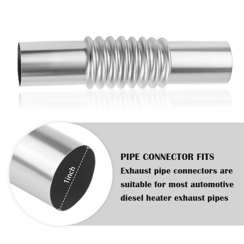 Durable Stainless Steel Exhaust Connector Kit With Elbow And Straight Pipe, Flexible Exhaust Flex Pipe For Diesel Air Heater, 1 inch