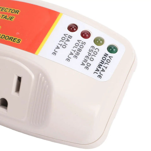 Heavy Duty Voltage Surge Protector For Home Appliances And Air Conditioners With A Durable Polycarbonate Body And Us Plug, showing LED indicators.