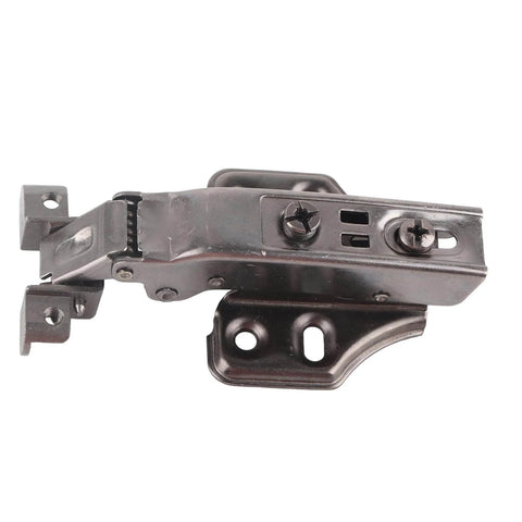 Front view of Soft Close Hydraulic Cabinet Hinge With Adjustable Base No Slam Quiet Opening Black Brushed Aluminum Frame Made From Cold Rolled Steel
