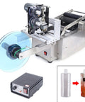 Resfirme 100W Semi-Automatic Round Labeling Machine For Jars And Bottles With High Speed 20-40 Pcs Per Min, stainless steel construction.