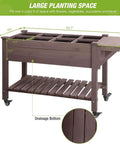 Elevated Raised Garden Bed With Eight Planter Boxes On Sturdy Legs And Rolling Wheels Plus A Handy Side Workbench And Storage Shelf