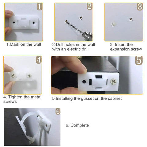 Step-by-step installation guide for Heavy Duty Anti Tip Furniture Wall Straps Kit with Screws 6 Pack Adjustable Safety Straps.
