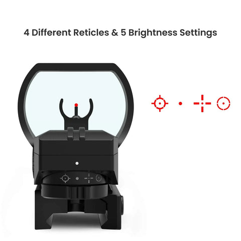 Front view of RS-30 Reflex Sight Red Dot And Magnifier Combo with multiple reticle system and five brightness settings.