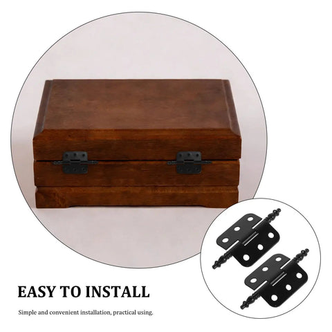 Heavy Duty Vintage Style Jewelry Box Hinges Set 10 Pieces Black Iron Decorative Hinges for Cabinets And Craft Boxes