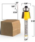 Bevel Router Bit 15 Degree With One Quarter Inch Shank Two Flute Carbide Cutter for trim applications and countertop veneers